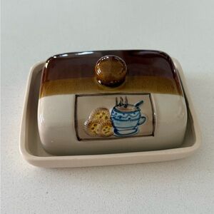 Vintage 1980s‎ Franciscan Ceramics Earthenware Butter Dish Brown Tan
